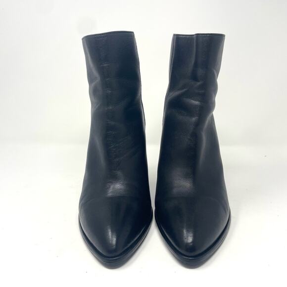 Stuart Weitzman Black Leather Pointed Toe Chunky Heel Booties Women's 9 $595 - Picture 4 of 10